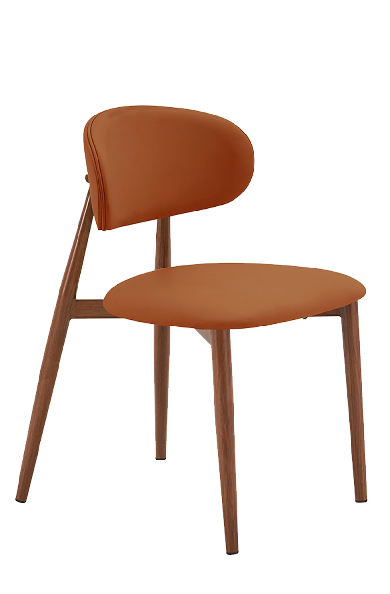 Indoor Metal Chair W/ BEG/BLU/BRN/GRE Vinyl Seat, Finish Walnut