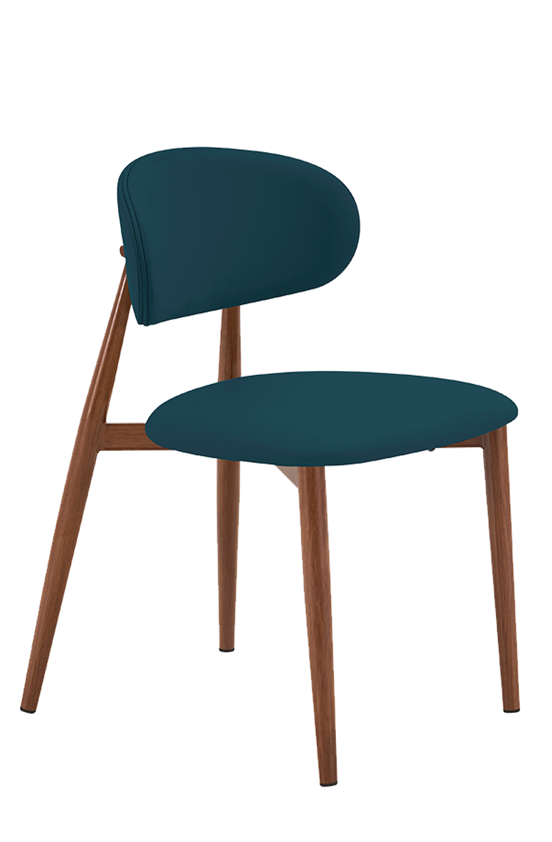 Indoor Metal Chair W/ BEG/BLU/BRN/GRE Vinyl Seat, Finish Walnut