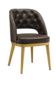 Metal Chair w/ Brown Seat, Finish Natural Frame