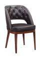 Metal Chair w/ Brown Seat, Finish Walnut Frame