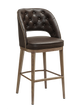Indoor Barstool w/ Brown Vinyl Seat, Metal Frame Finish Natural