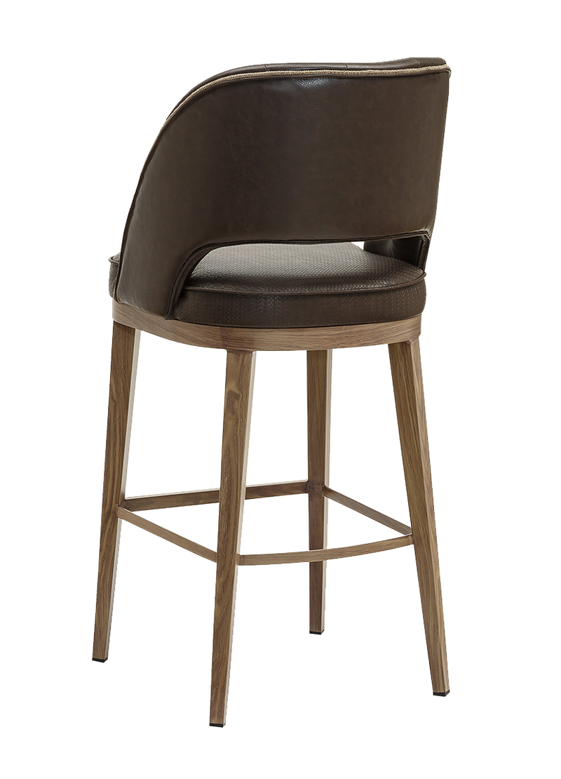 Indoor Barstool w/ Brown Vinyl Seat, Metal Frame Finish Natural