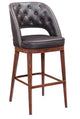 Indoor Barstool w/ Brown Vinyl Seat, Metal Frame Finish Walnut