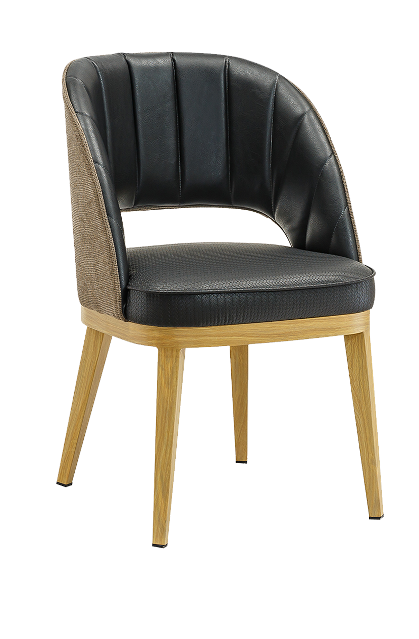 Metal Chair w/ Black Seat, Finish Natural Frame