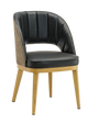 Metal Chair w/ Black Seat, Finish Natural Frame