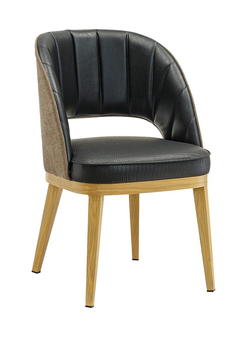 Metal Chair w/ Black Seat, Finish Natural Frame