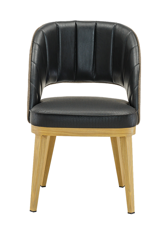Metal Chair w/ Black Seat, Finish Natural Frame