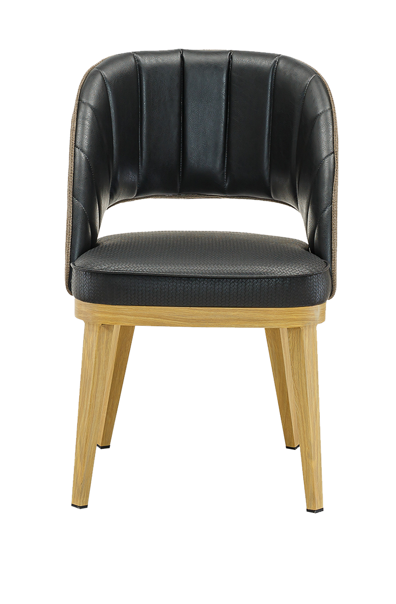 Metal Chair w/ Black Seat, Finish Natural Frame