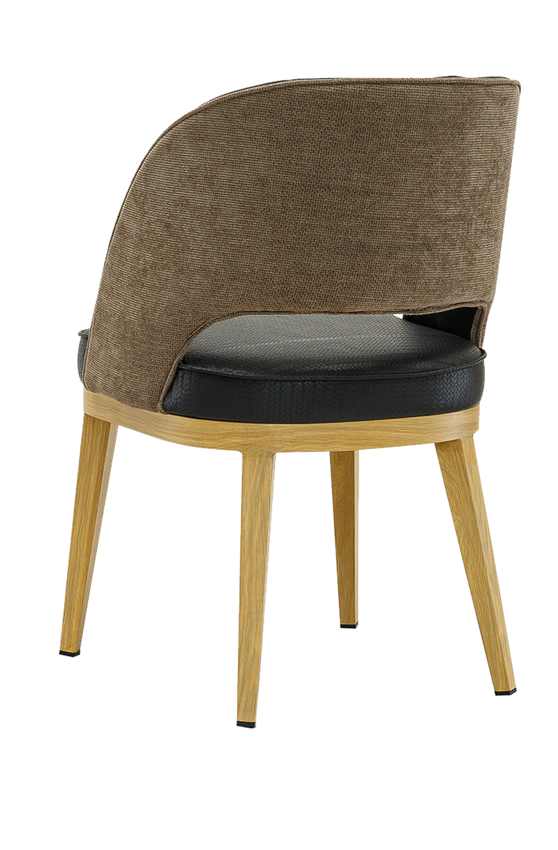 Metal Chair w/ Black Seat, Finish Natural Frame