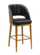 Indoor Barstool w/ Black Vinyl Seat, Metal Frame Finish Natural