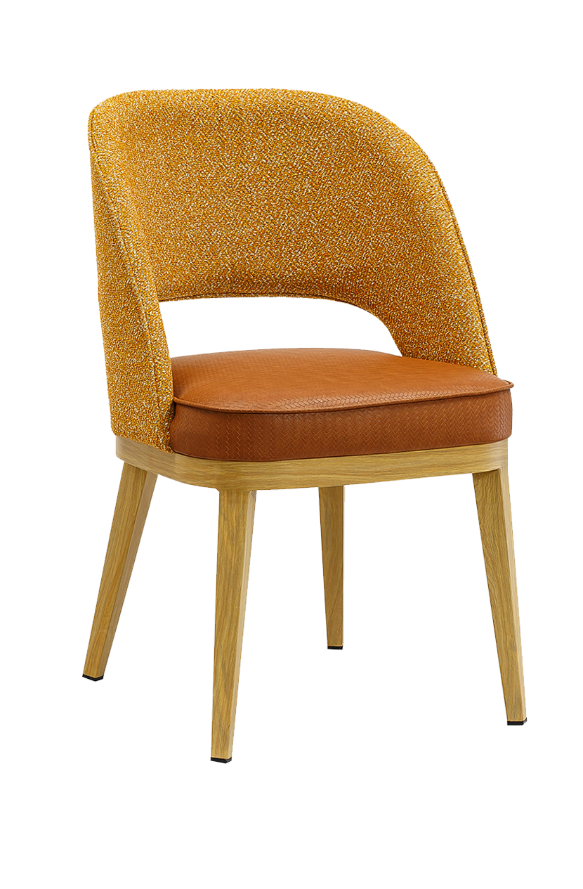 Metal Chair w/ Yellow Seat, Finish Natural Frame