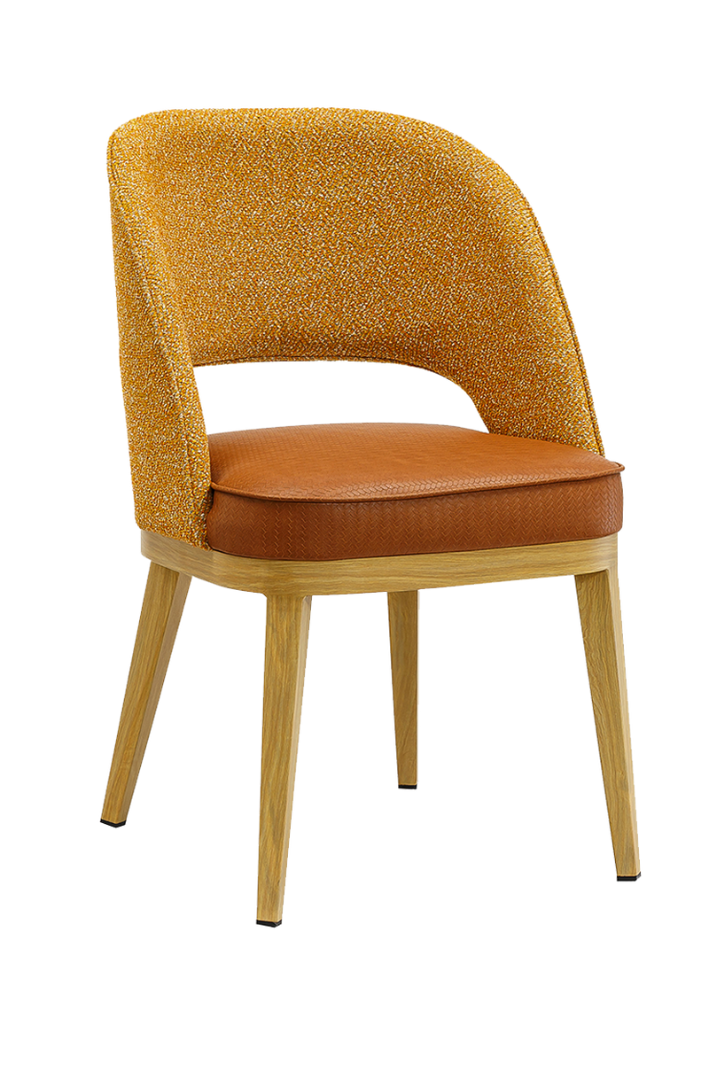 Metal Chair w/ Yellow Seat, Finish Natural Frame