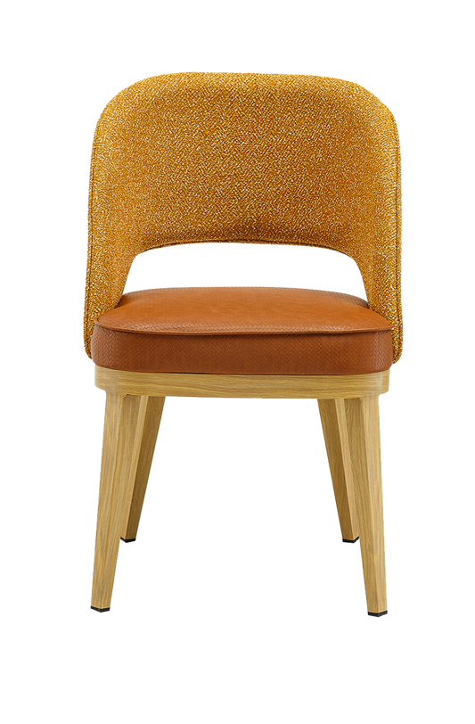 Metal Chair w/ Yellow Seat, Finish Natural Frame