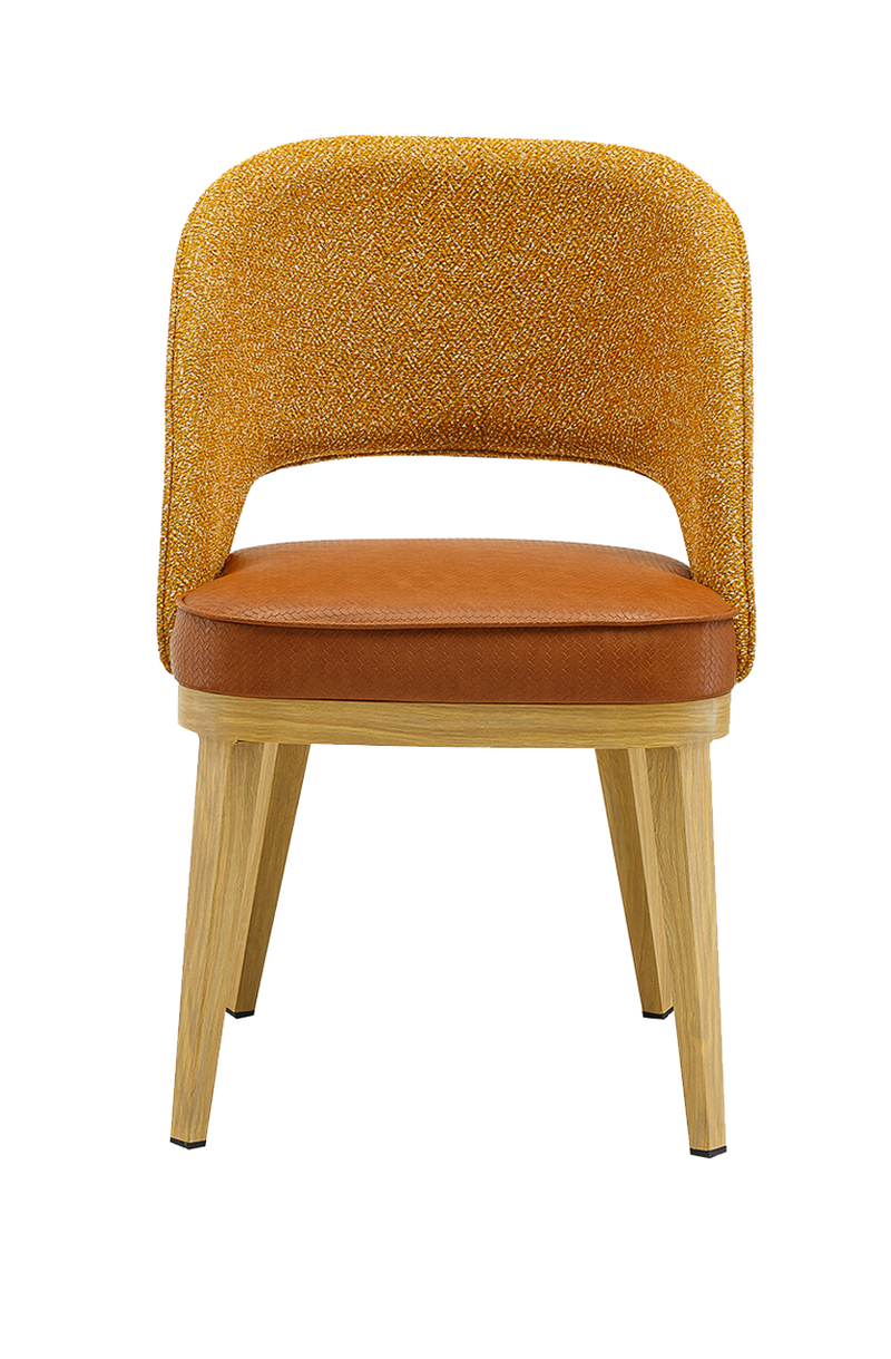 Metal Chair w/ Yellow Seat, Finish Natural Frame