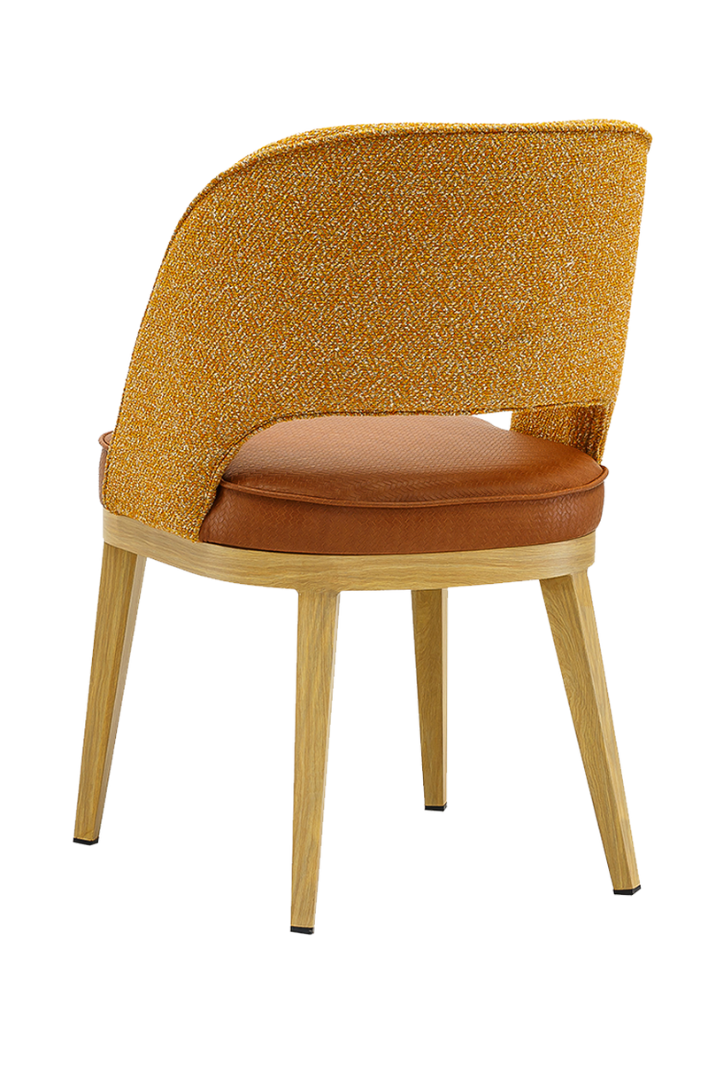 Metal Chair w/ Yellow Seat, Finish Natural Frame
