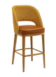 Indoor Barstool w/ Yellow Vinyl Seat, Metal Frame Finish Natural