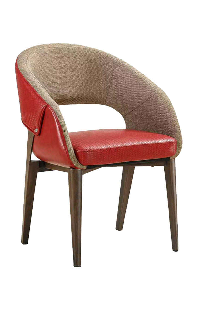 Indoor Vinyl Red Seat Chair w/ Walnut Frame