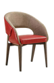 Indoor Vinyl Red Seat Chair w/ Walnut Frame