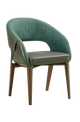 Indoor Vinyl Green Seat Chair w/ Walnut Frame