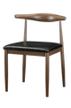 Walnut  Wood Grain Finish Metal Chair W/ Black Vinyl Seat