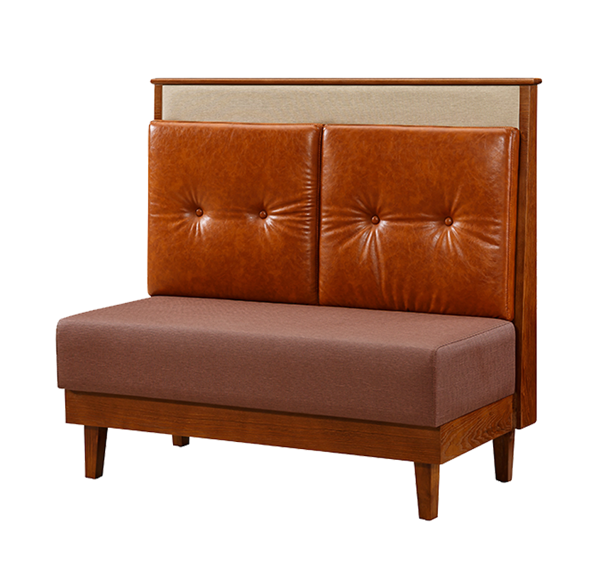 48" Length Walnut Single Booth W/ Brown Back