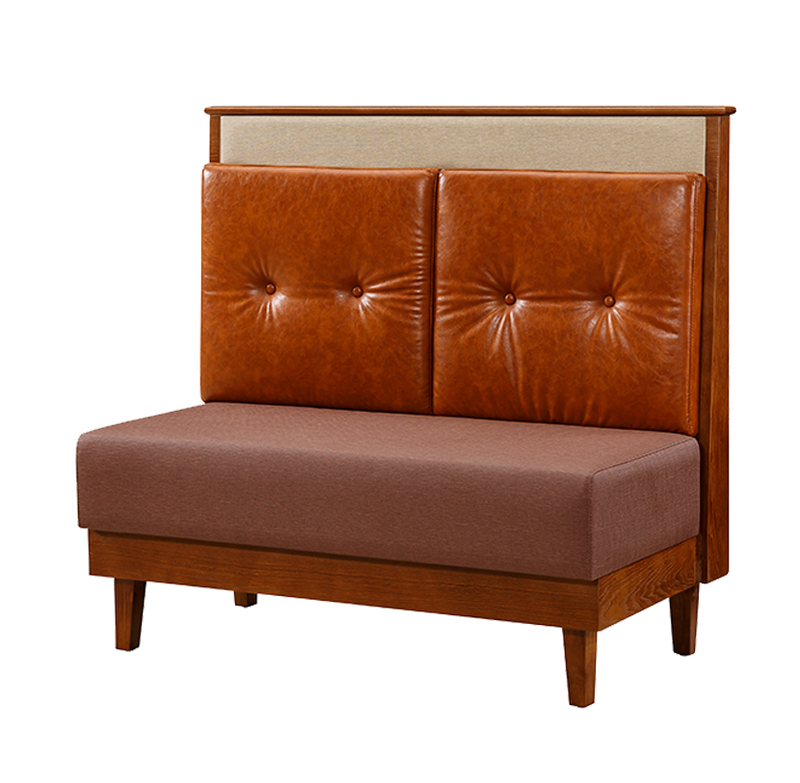 48" Length Walnut Single Booth W/ Brown Back