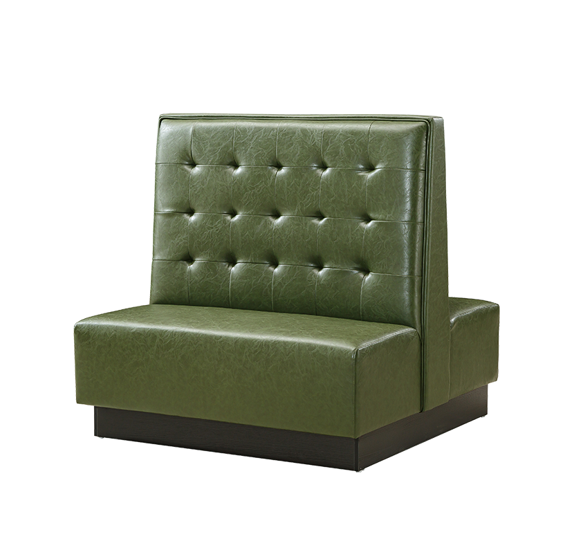 Indoor 48" Double Booth w/ Vinyl Seat, Finish Green