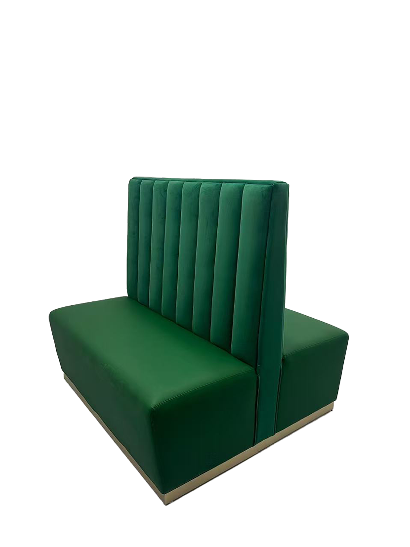 48" Length Green Velvet Fabric Double Booth