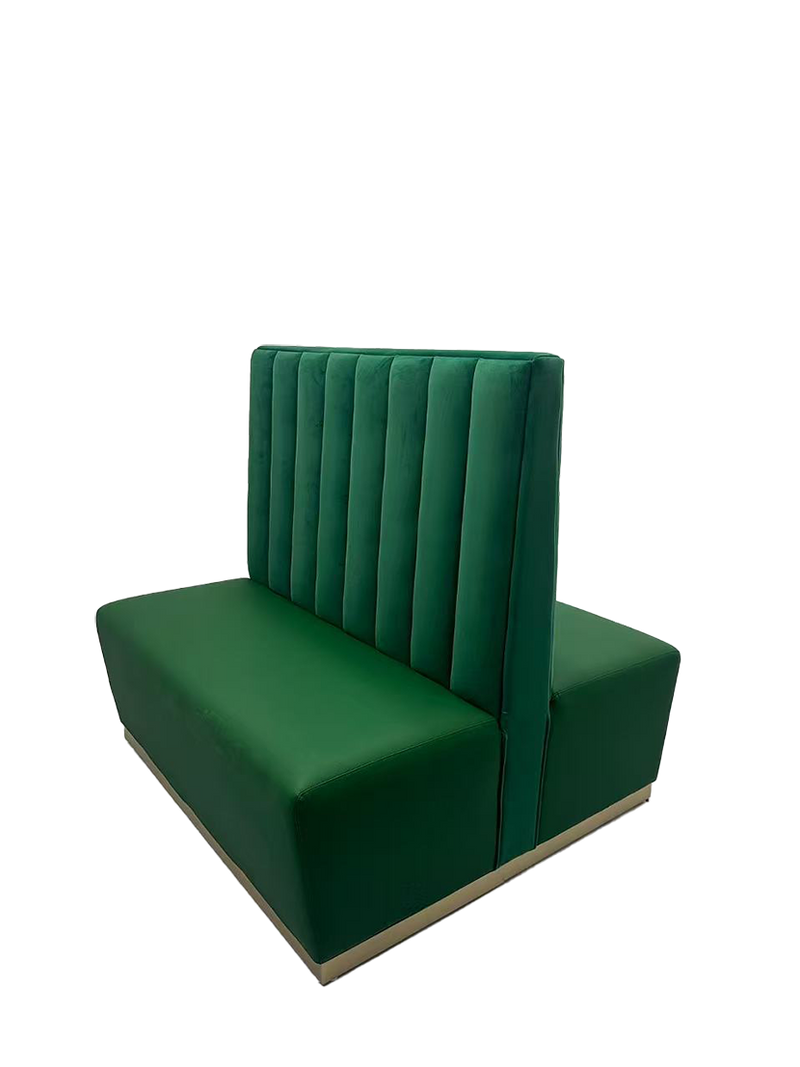 48" Length Green Velvet Fabric Double Booth
