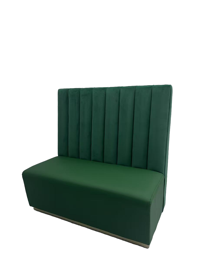 48" Length Green Velvet Fabric Single Booth