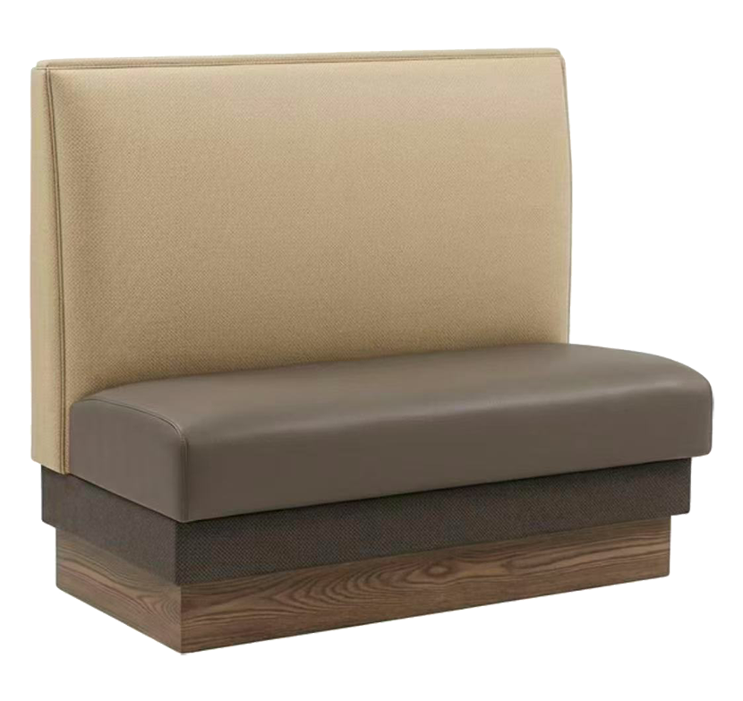Indoor 48" Single & Double Booth w/ Vinyl Seat, Finish Beige& Brown