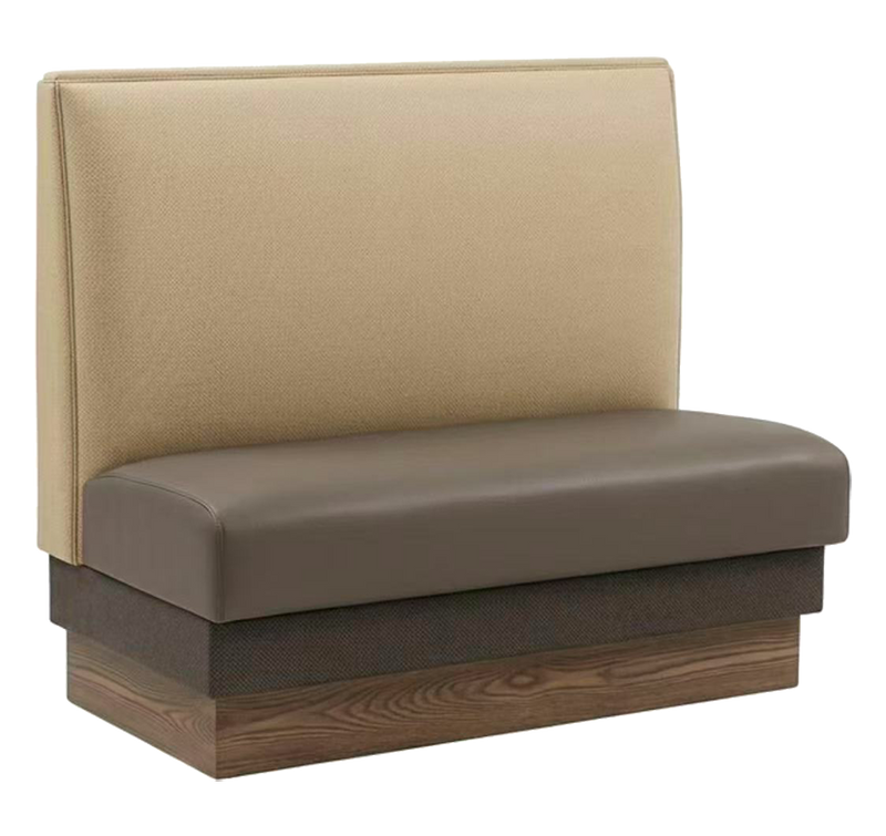 Indoor 48" Single & Double Booth w/ Vinyl Seat, Finish Beige& Brown