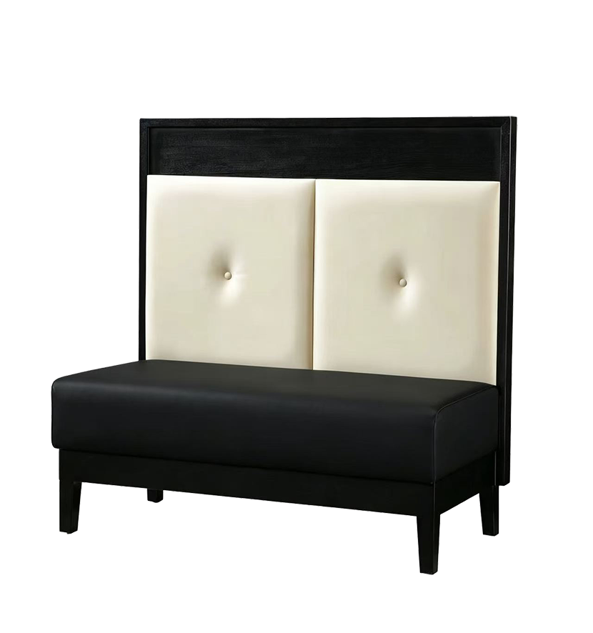 48" wood Single Booth w/ Black Vinyl Seat, Finish black.