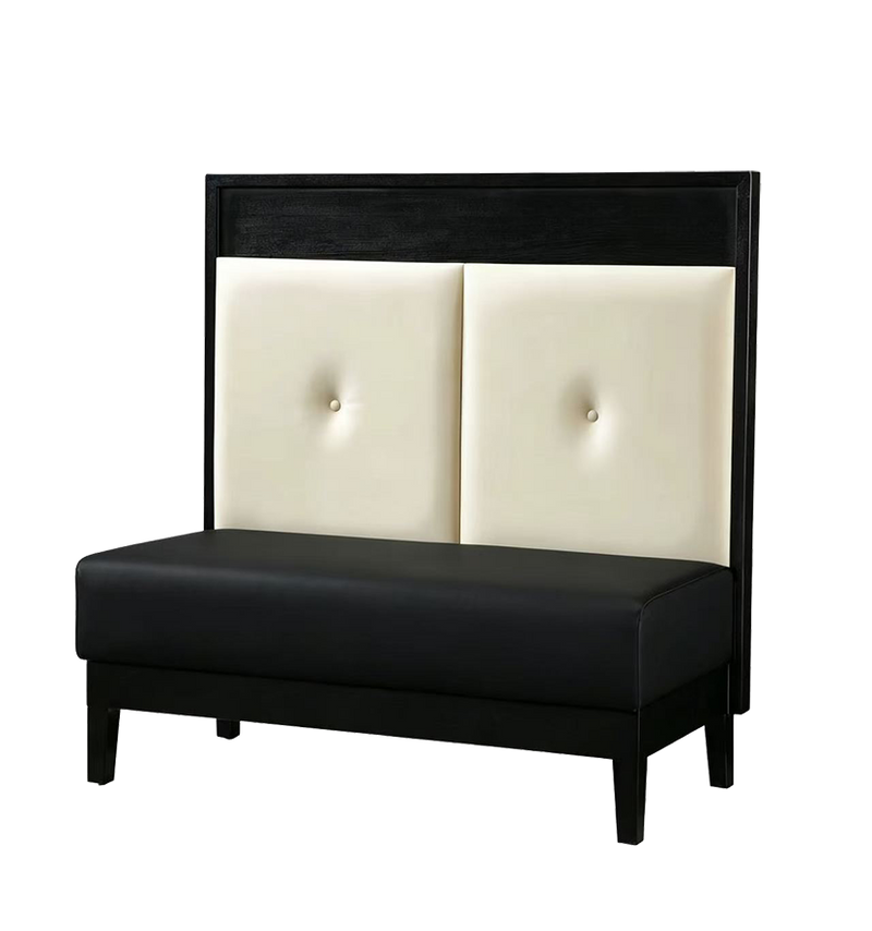 48" wood Single Booth w/ Black Vinyl Seat, Finish black.