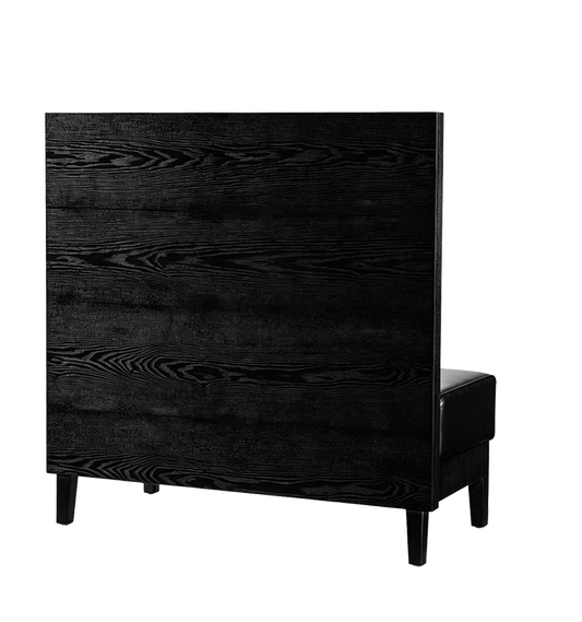 48" wood Single Booth w/ Black Vinyl Seat, Finish black.