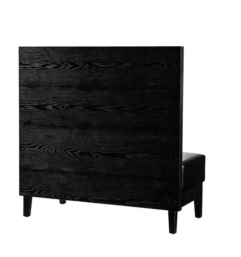 48" wood Single Booth w/ Black Vinyl Seat, Finish black.