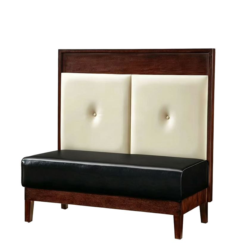 48" Wood Single Booth w/ Black Vinyl Seat ,Finish Walnut