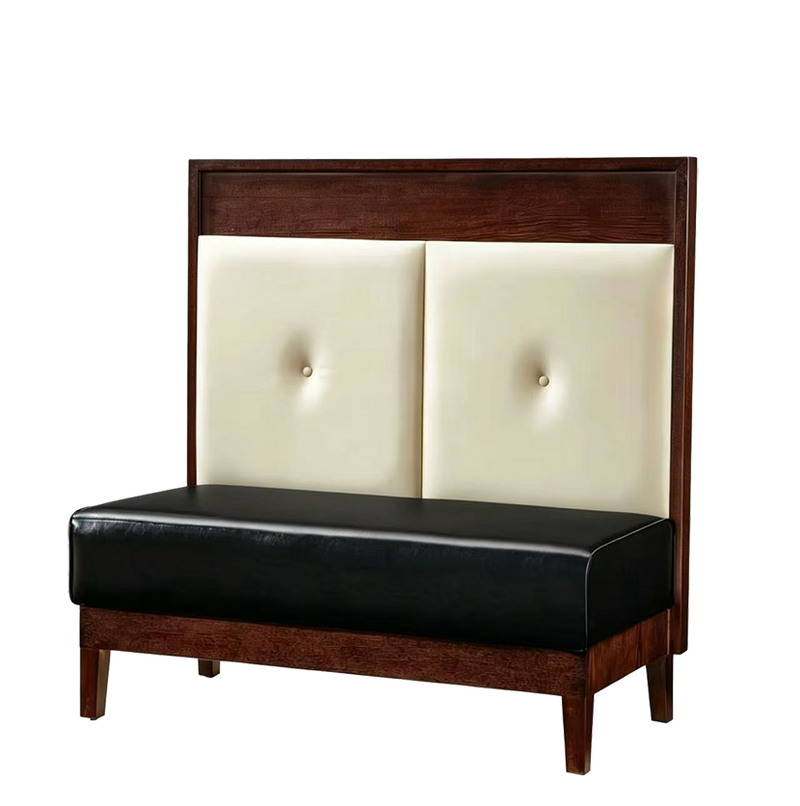 48" Wood Single Booth w/ Black Vinyl Seat ,Finish Walnut