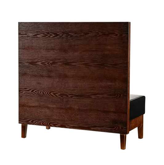 48" Wood Single Booth w/ Black Vinyl Seat ,Finish Walnut