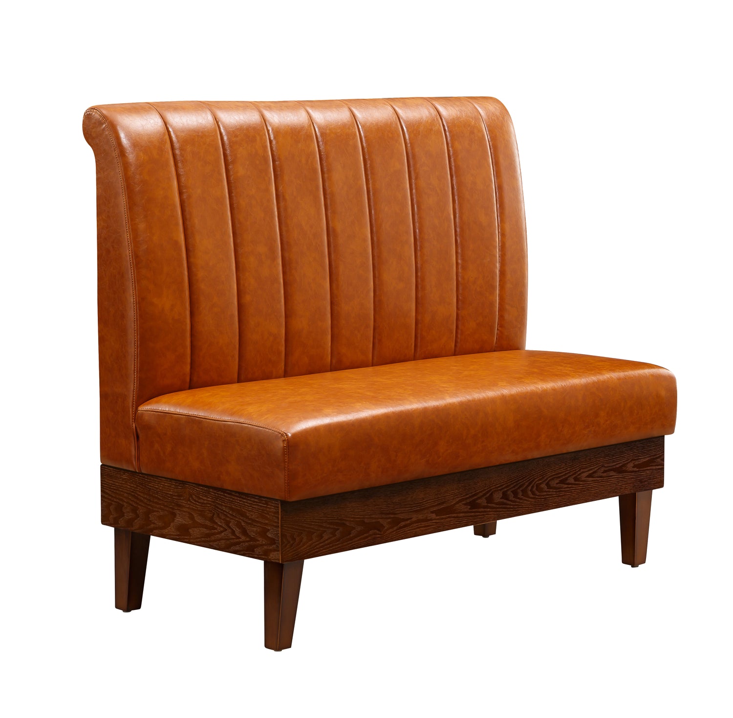48"/72" Length Indoor Walnut wood Single Booth W/ Brown Vinyl Seat