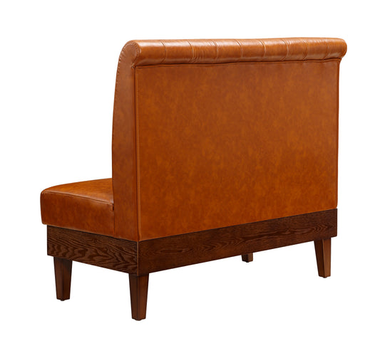 48"/72" Length Indoor Walnut wood Single Booth W/ Brown Vinyl Seat