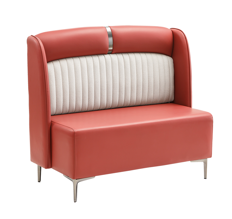 48" Length Red Vinyl Single Booth W/ Stainless Leg