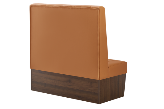 48" Length Indoor Single Booth W/ Orange Vinyl Seat, Finish Walnut