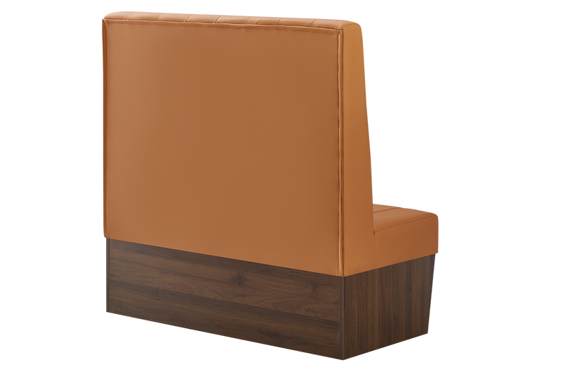 48" Length Indoor Single Booth W/ Orange Vinyl Seat, Finish Walnut