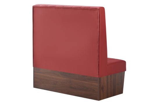 48" Length Indoor Single Booth W/ Red Vinyl Seat, Finish Walnut