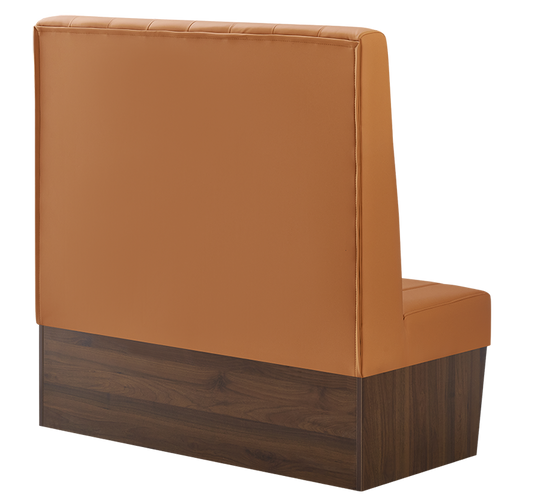 48" Length Indoor Single Booth W/ Orange Vinyl Seat, Finish Walnut