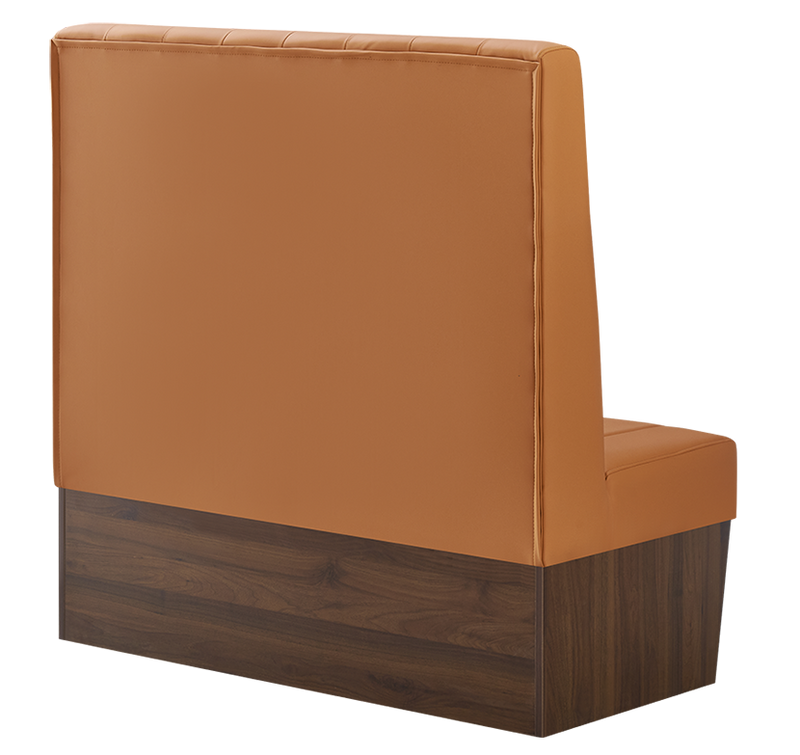 48" Length Indoor Single Booth W/ Orange Vinyl Seat, Finish Walnut