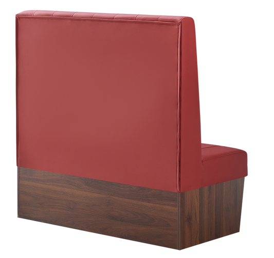48" Length Indoor Single Booth W/ Red Vinyl Seat, Finish Walnut