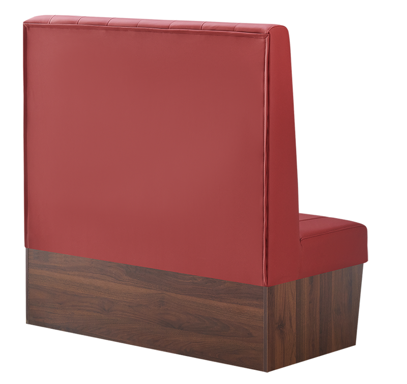 48" Length Indoor Single Booth W/ Red Vinyl Seat, Finish Walnut