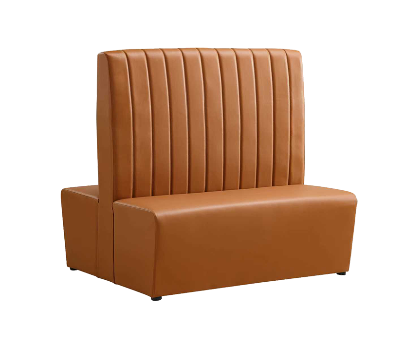 48" Double Booth with Vinyl Seat, Finish Brown